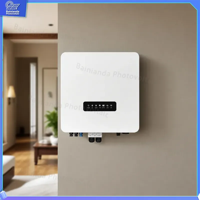Hybrid Solar Inverter 5KW 10KW 12KW Three Phase MPPT Controller High Efficiency IP65 LCD Display AC Output 60Hz Durable Grid