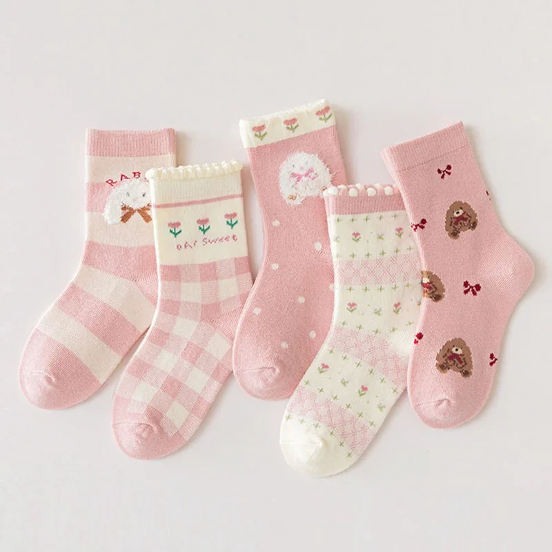 5 أزواج ربيع الخريف الأطفال جوارب قطنية فتاة صبي طفل لطيف الكرتون لينة الدافئة لفصل الشتاء 1-12 سنة الاطفال طالب المراهقين الجوارب #1