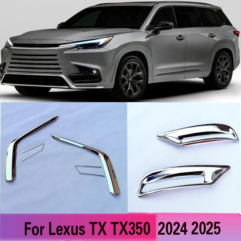 

For Lexus TX TX350 2024 2025 ABS Chrome Front Rear Fog Light Bezel Cover Exterior Bumper Lamp Trim Molding Styling Accessories