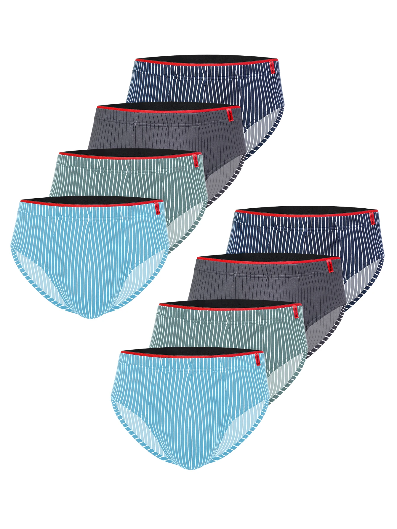 

8PCS Men Briefs Mid Waist Elastic Soft Breathable Anti-septic U Convex Striped Solid Color Casual Men Underpants underwear men