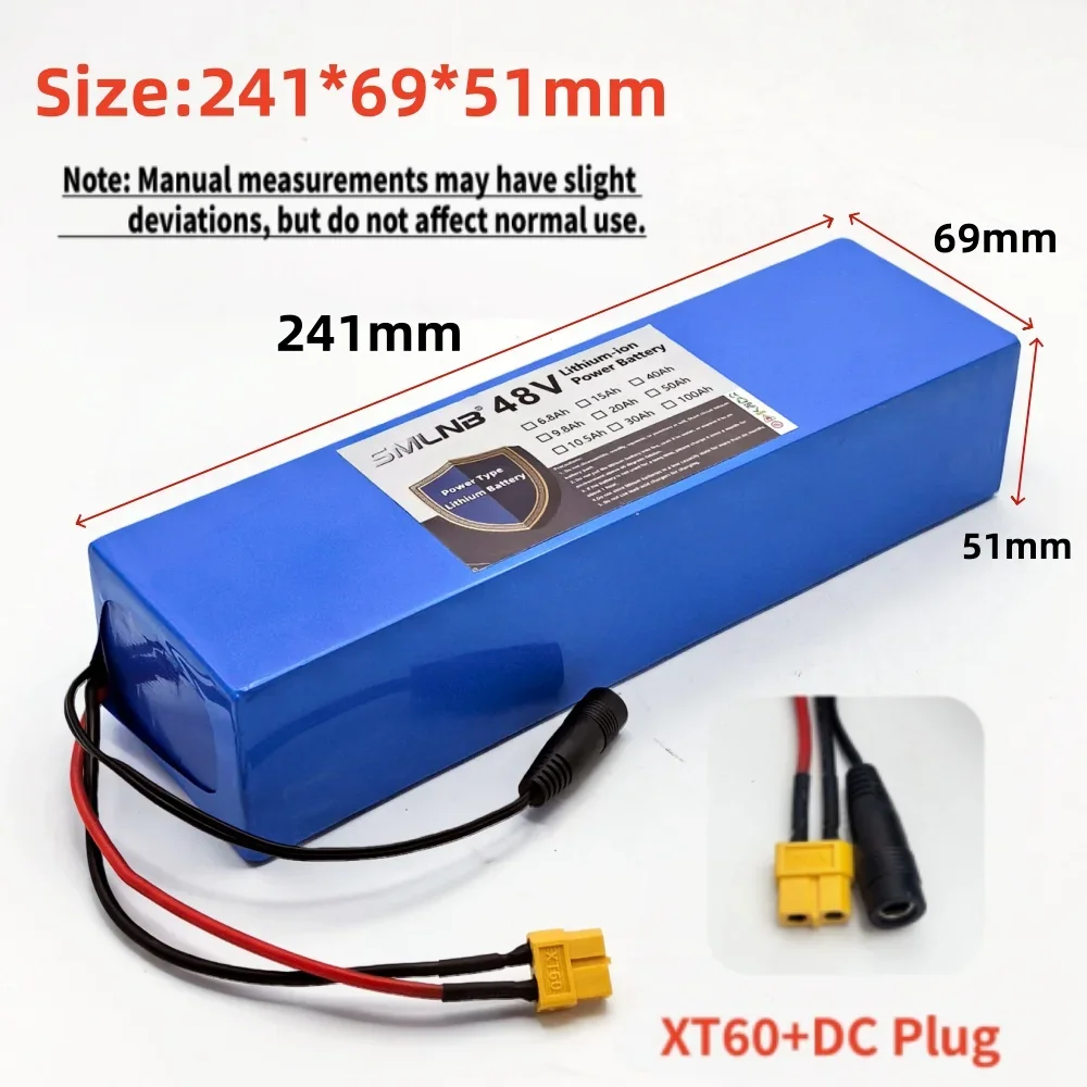 48V 10.5Ah 18650 Lithium Ion Battery for Electric Scooter M365 1000W with Built-In BMS XT60+DC/T+DC Plug 13S2P