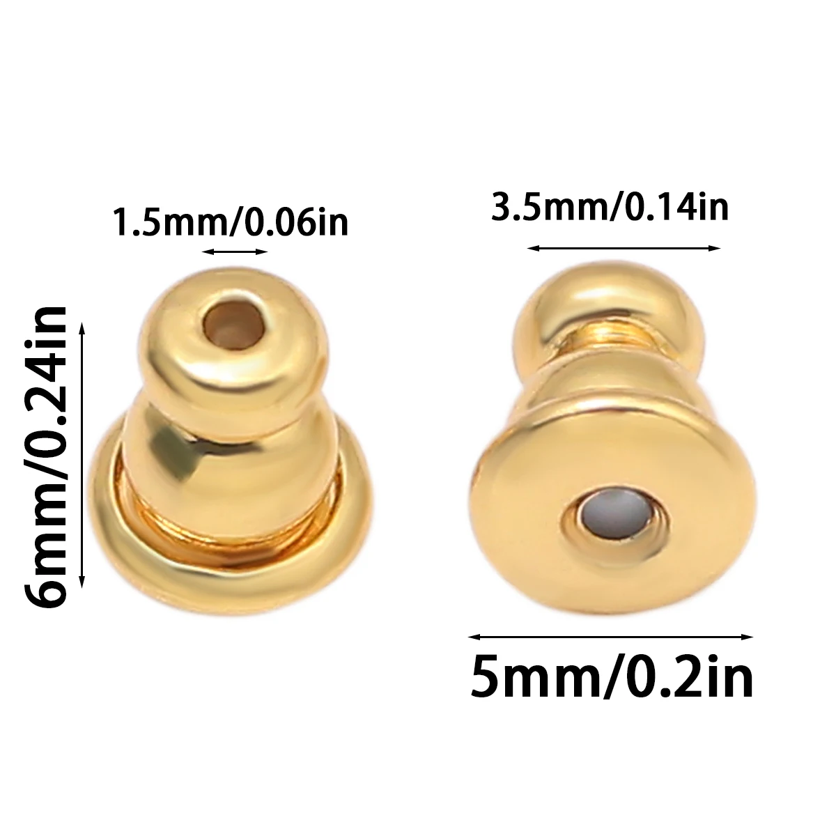 4/8pcs Golden Plated Copper Earring Back Plug Cap for DIY Blocked Earrings Backs Stoppers Ear Accessories,Earring Back for Studs
