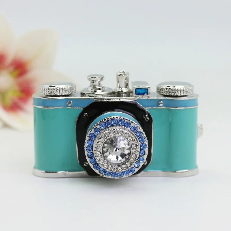 SHINNYGIFTS Pewter Enamel Camera Trinket Box Small Metal Crafts Home Decorative Gift Box Birthday Gifts