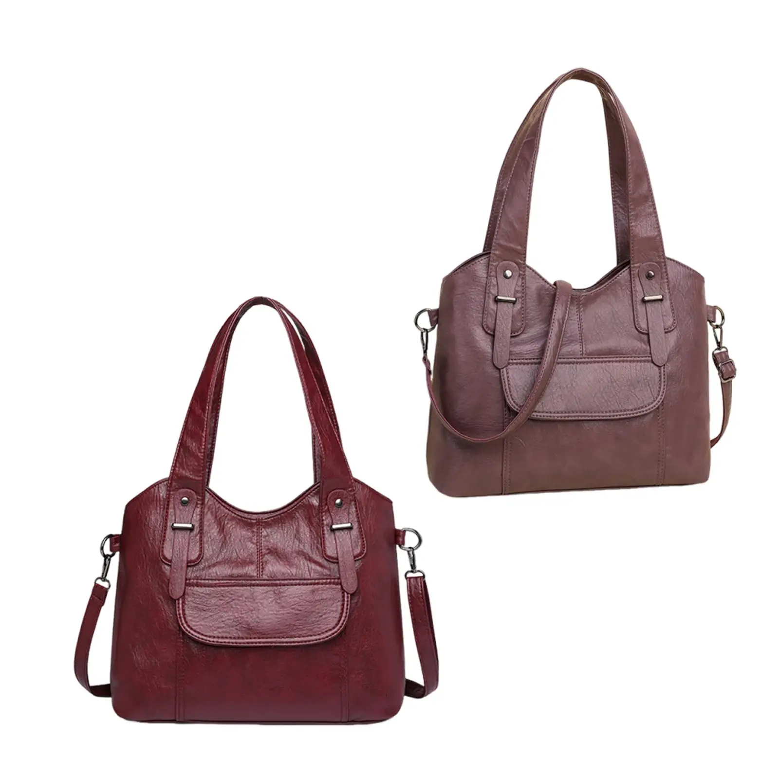 حقيبة كتف من جلد البولي يوريثان، حقيبة يد نسائية ذات سعة كبيرة للتسوق