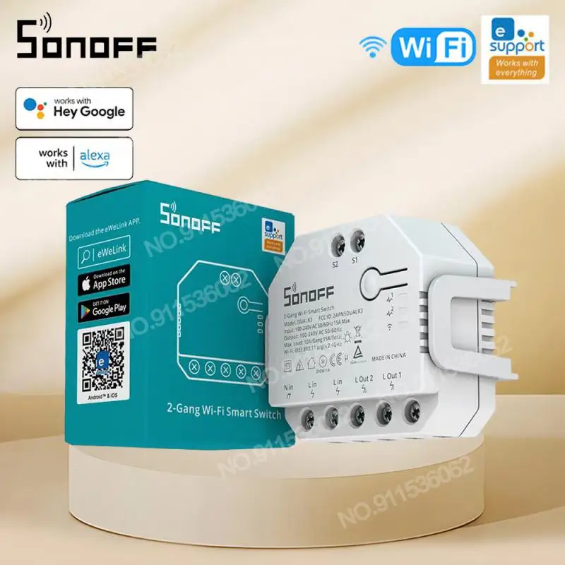 

SONOFF DUALR3 DIY MINI Smart Switch 2 Gang Dual Relay Module With Power Metering Control Via EWeLink Alexa Google Smartthings