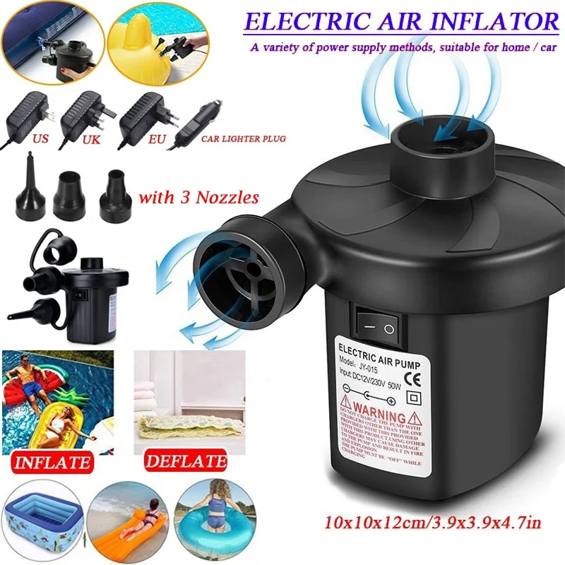 Electric Air Pump Fast Inflation Deflation for Air Mattress Inflatable Sofa Pool Floats Camping Outdoor Portable Blower Pump