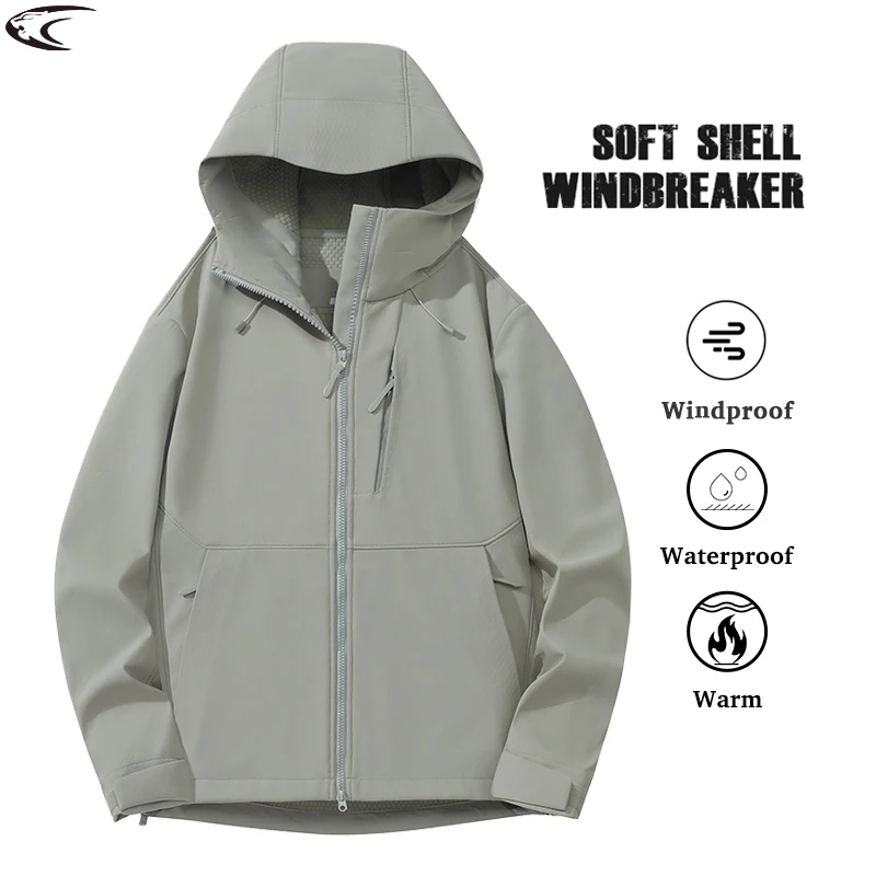 

LNGXO Men's Women's Windbreaker Waterproof Warm Soft Shell Fleece Jacket Unisex Hiking Climbing Trekking Outdoor Raincoat
