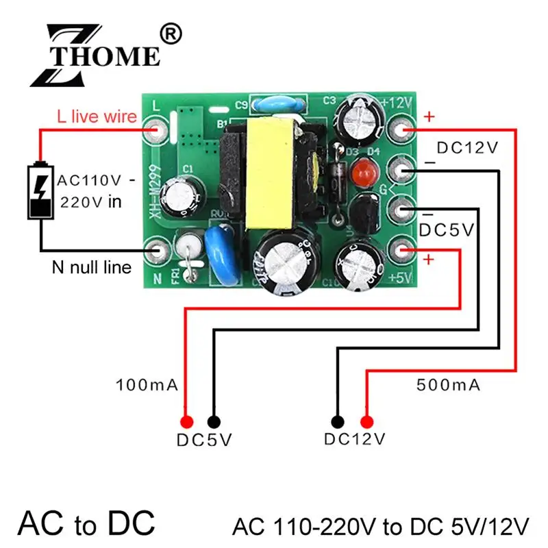 Mini AC-DC Converter AC110V 220V To DC 12V 0.2A+5V Module Board Switching Power Module Mini AC-DC Converter