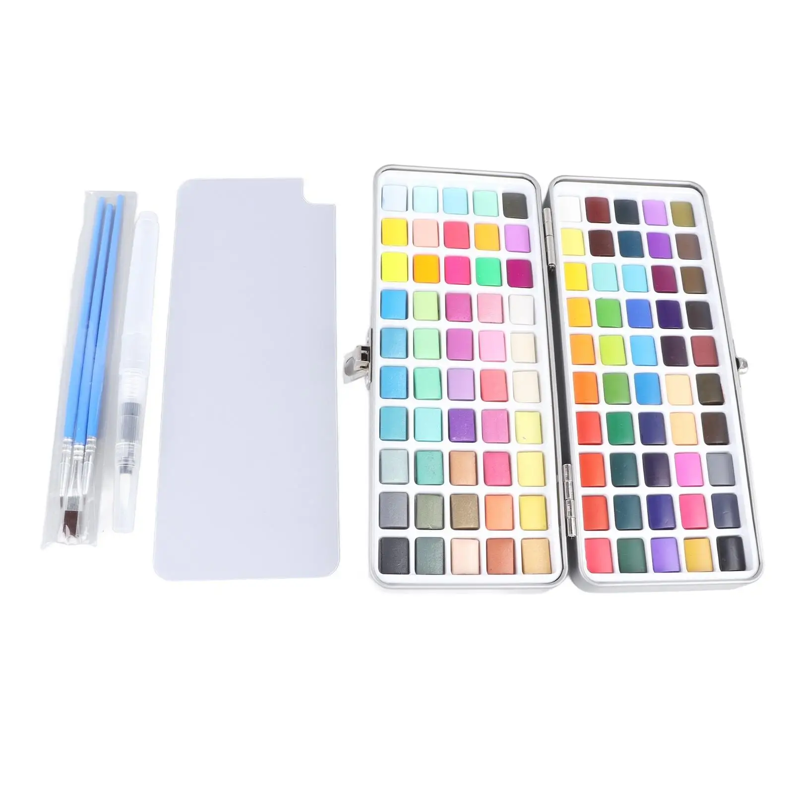 

100 Color Watercolor Paint Set in Portable Iron Box - Art Kit with 3 Brushes for kids & Adults