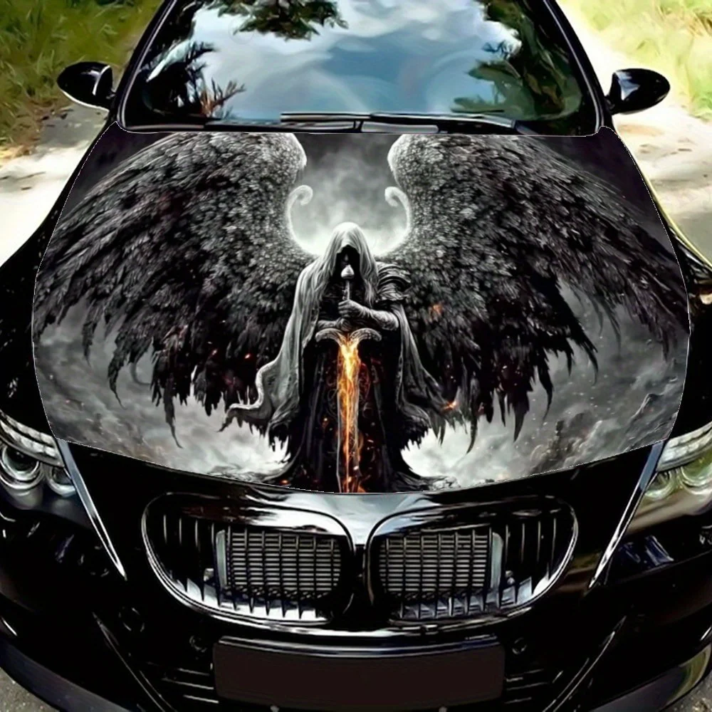 

Скелет с мечом. Упаковочная наклейка на капот автомобиля, материал ПВХ, самоклеящаяся водонепроницаемая, противоскользящая краска, декор для внешнего вида автомобиля.