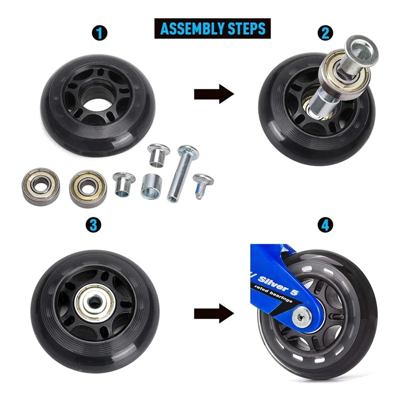 Inline Skate Axle Spacer Screw,Skate Wheel Bearing Spacer,Roller Skate Replacement Parts With Axle&Axles Screws&Wrench