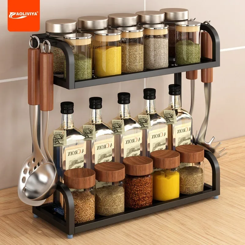 

Aoliviya Kitchen Spice Rack Multi-Layer Countertop Narrow Gap Small Condiment Seasoning Bottle Box Storage Rack Products