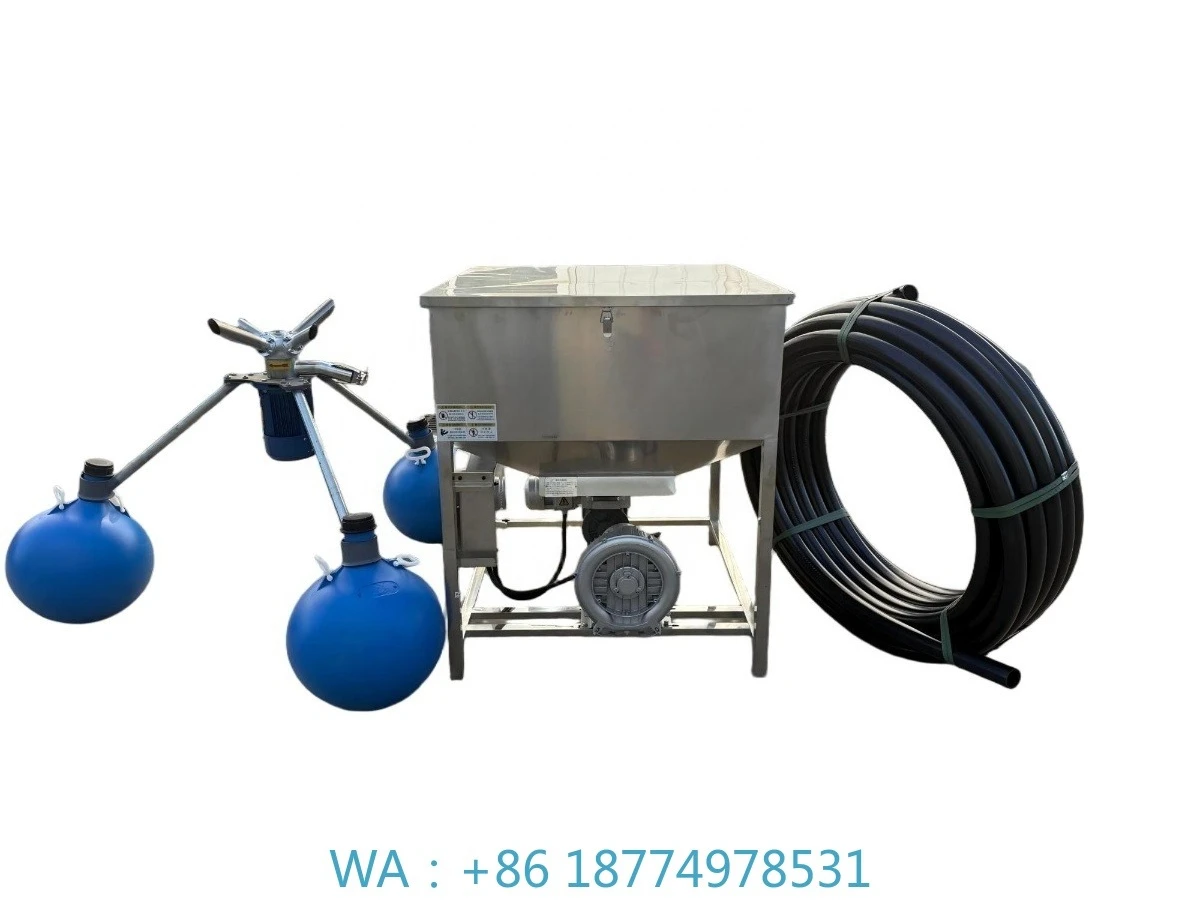 

Машина для метания рыбы с прудом для креветок, оптовая продажа, автоматическая машина из нержавеющей стали 360° ° Пневматическая подача дистанционного управления