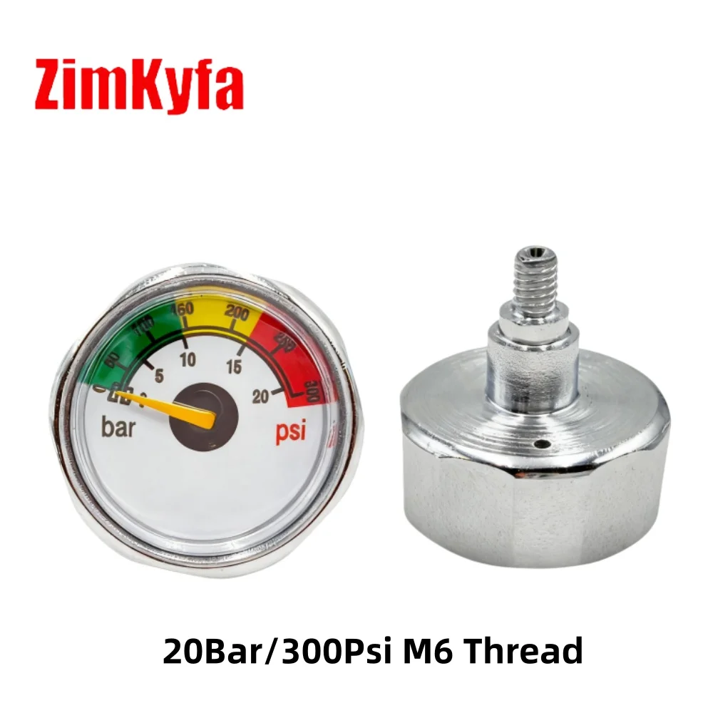 25mm Diameter HPA Mini M6 Pressure Gauge 20Bar/300PSI Manometer Gas Cylinder Refill Regulator Fittings For Air Tool