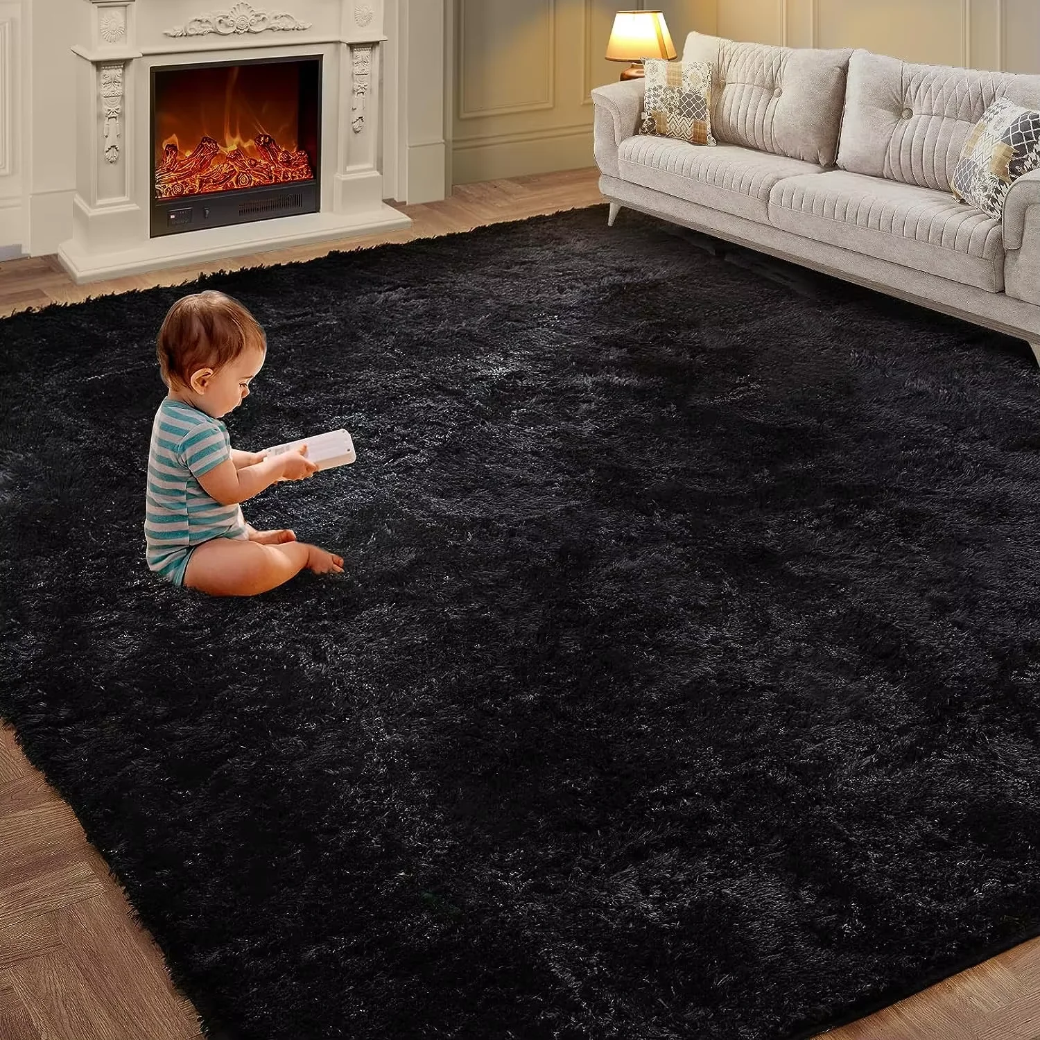 VIKAMA Tie-Dye Plush Carpet Living Room Decoration Soft Fluffy Home Mat Children's Room Baby Crawling Non-Slip Blanket