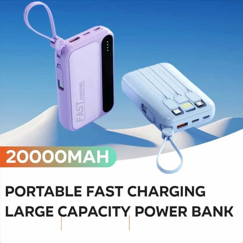 

Mini Built-in Cable Power Bank with 20000mAh Portable Fast Charging Large Capacity Power Bank