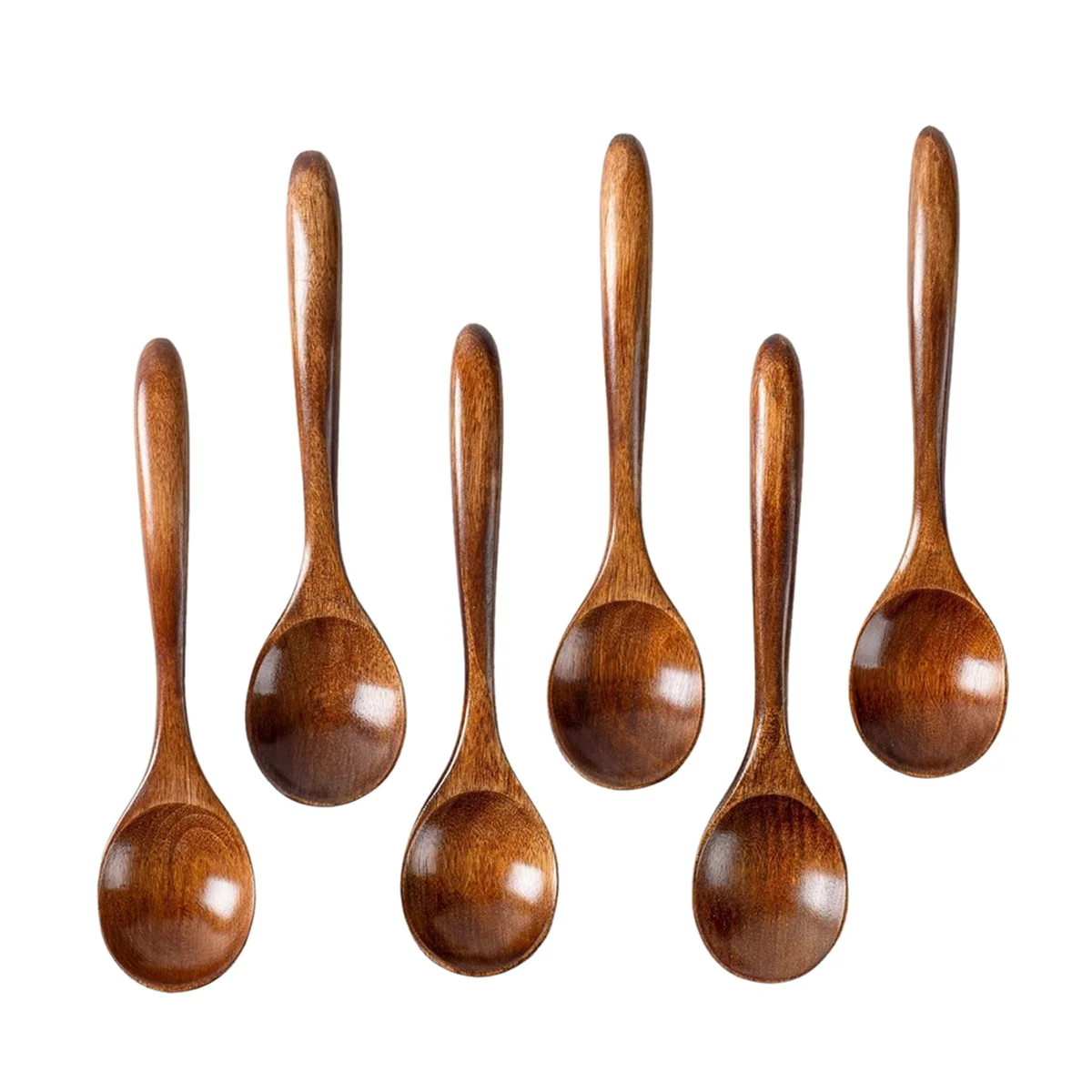 

6 PCS Wooden Spoons, 6.5 Inch Small Wooden Spoons - Perfect for Soup,Eating,Scooping Jars&Canisters-Kitchen Utensils Set