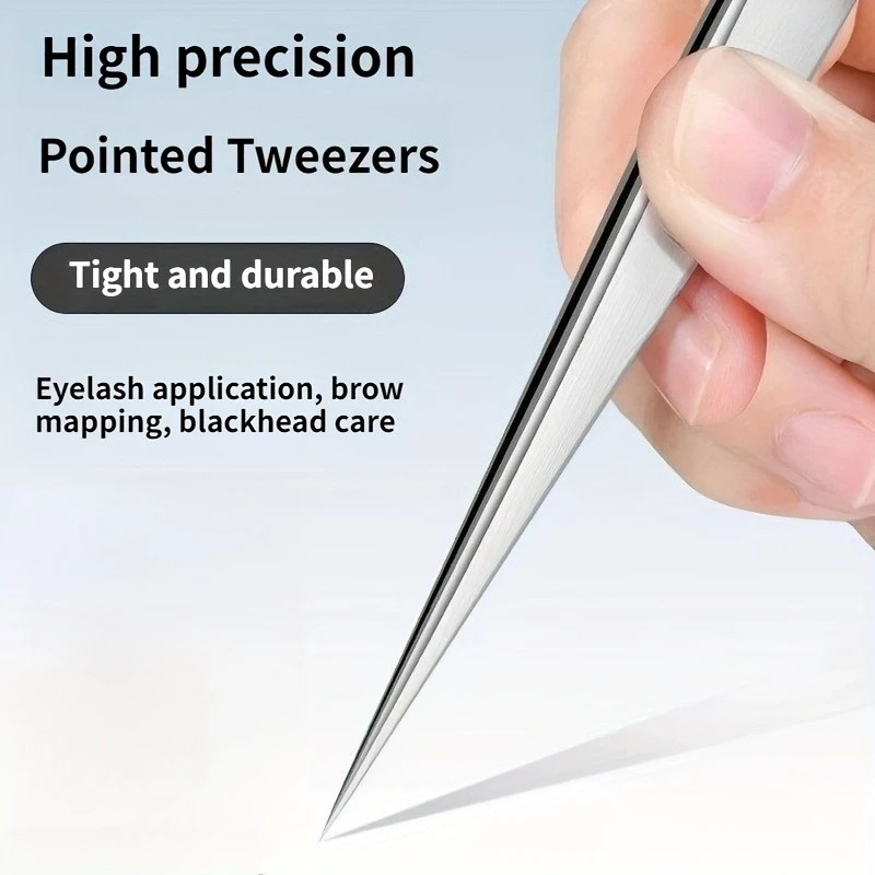 Stainless Steel Precision Pointed Tweezers, Beauty Makeup Eyebrow Pliers, Hair Removal , Accurate Pimple/Blackhead Extraction