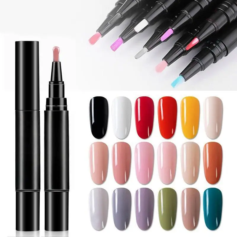 1Pcs Semi Permanent Base Top Coat UV Gel Pure Color Gel Nail Polish Pen For Nails Art Gel Varnish Hybrid Neon Nail Polish