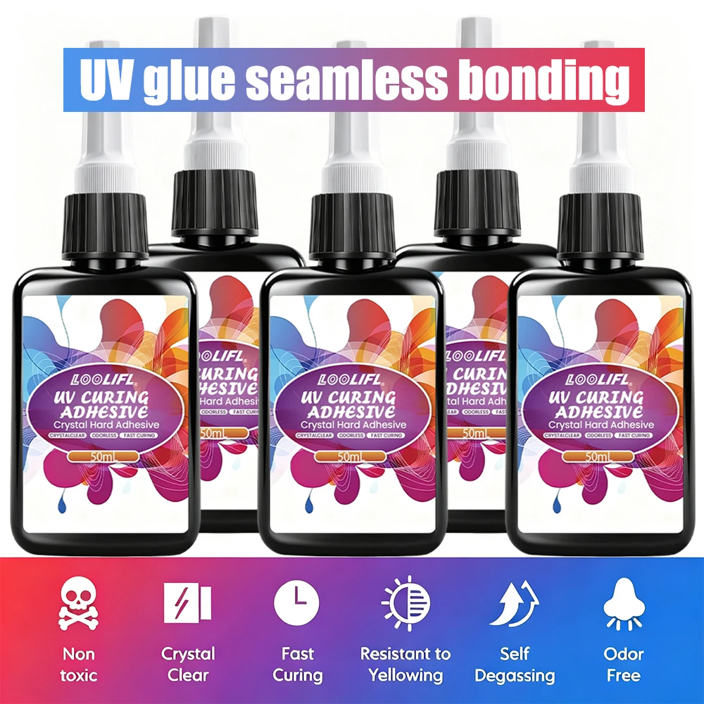 UV Curing Adhesive UV Glue  Glue Fast Curing Odorless Non-toxic Anti-Yellowing for Glass Metal Acrylic DIY Crafts Jewelry Making