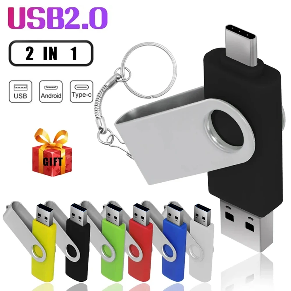 High Quality USB Flash Drive 128M 128GB TYPE-C Free Custom Logo 256MB 1GB 2GB Rotatable Pendrive 64GB Real Capacity Memory Stick