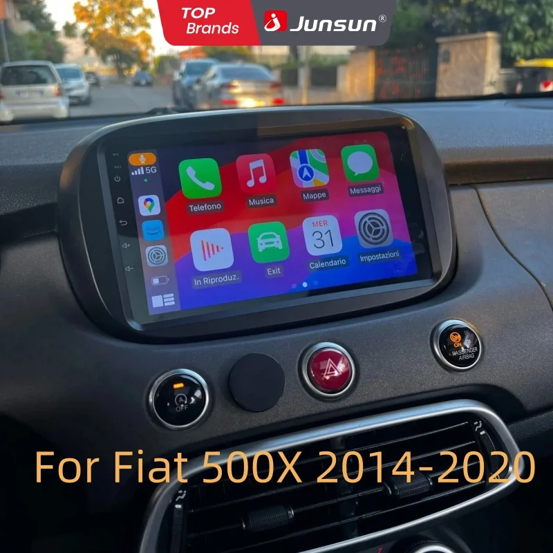Autoradio Android 15 Junsun pour Fiat 500X 2014 2015 2016 2017-2020, Navigation GPS Multimédia, Lecteur Vidéo, Autoradio, Unité Stéréo 2Din