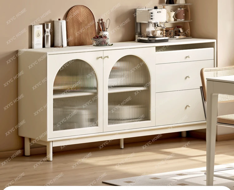 

Все обеденные боковые шкафы из цельного дерева, кремовый ветер, кухонный шкаф для хранения в маленькой квартире