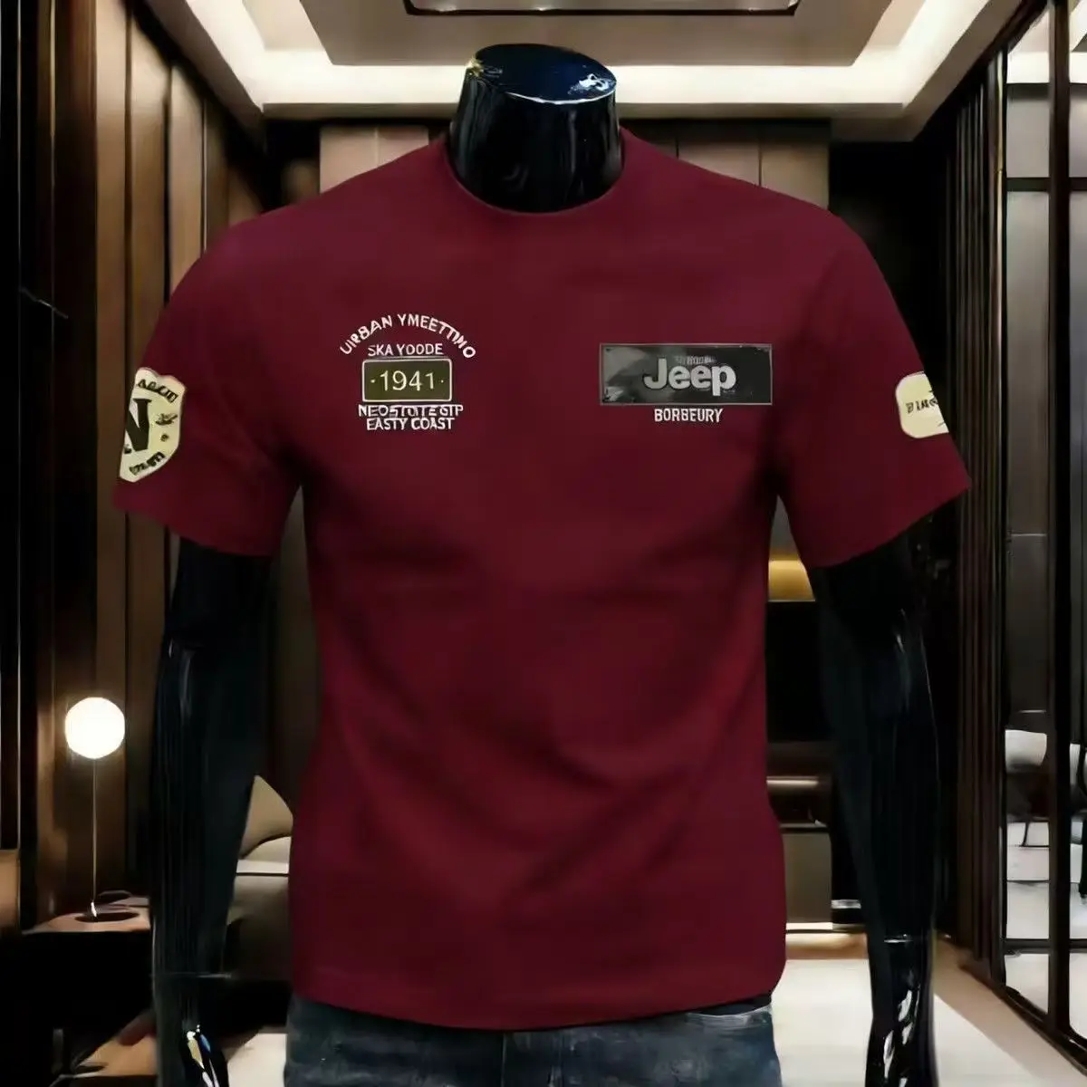 2026 New Series Jeep, Summer Pure Cotton High-Quality T-Shirt. Breathable and Comfortable, for Men's Casual Wear, Round-Neck Shi