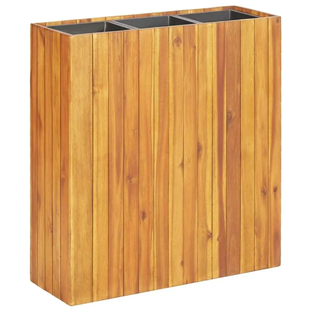 3-Pot Garden Raised Bed Planter - Durable Solid Acacia Wood Flower Box