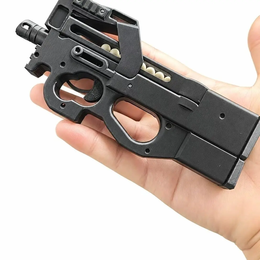 3D Printed Mini P90 Palm Toy, Magnetic Magazine Ball Launcher, Pocket-Sized Fidget Blaster, Gift for Boys