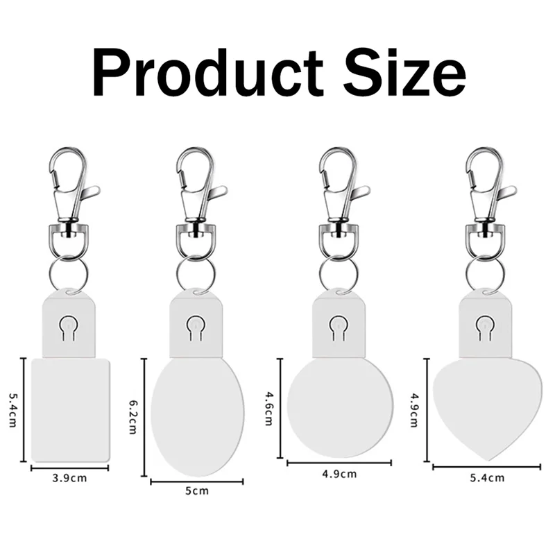 ABNM 4 pièces LED Sublimation porte-clés vierge acrylique éclairé transfert bricolage artisanat automne Thanksgiving noël porte-clés cadeau carré