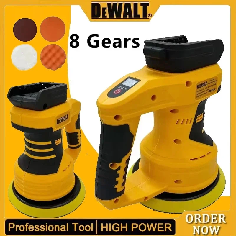 Dewalt Cordless Car Polisher 8 Gears Adjustable Auto Electric Waxing Sanding Sealing Glaze Tool Rechargeable Polisher 20VBattery