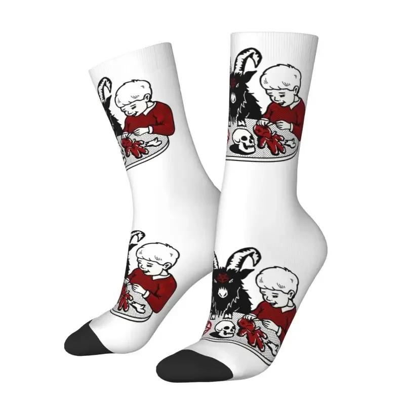 My Family And Devil Goat Men's Crew Socks Unisex Fashion Satanic Baphomet Spring Summer Autumn Winter Dress Socks