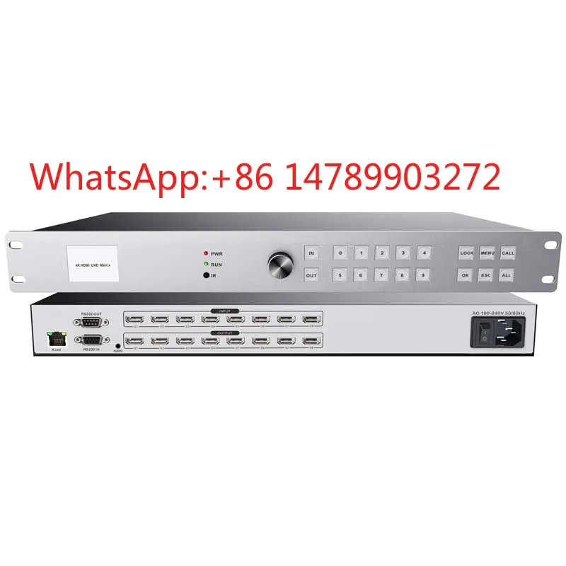 UHD 8x8 4K 60Hz Matrix Splitter EDID IR RS232 Stage Conference Audio Video Device