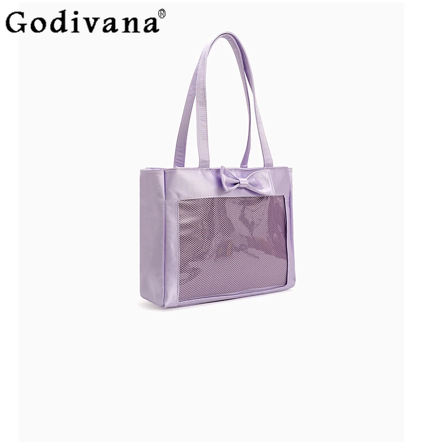 

Sweet Girl Japanese Original Satin Pain Bag 2025 New Daily Commuting Large Capacity Simple Bow Oblique Span Tote Bag