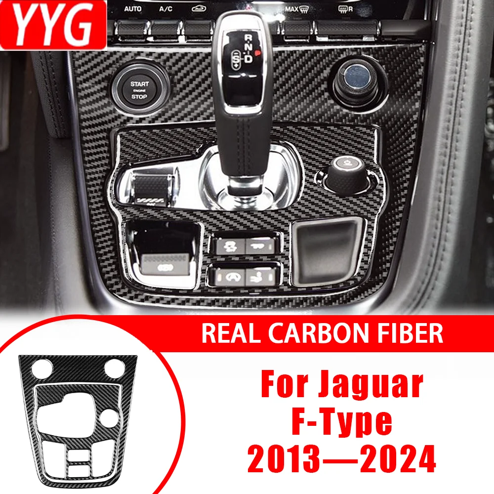 

Carbon Fiber Car Accessories Center Console Gear Shifter Panel Set Cover Trim Sticker Modification For Jaguar F-Type 2013—2024