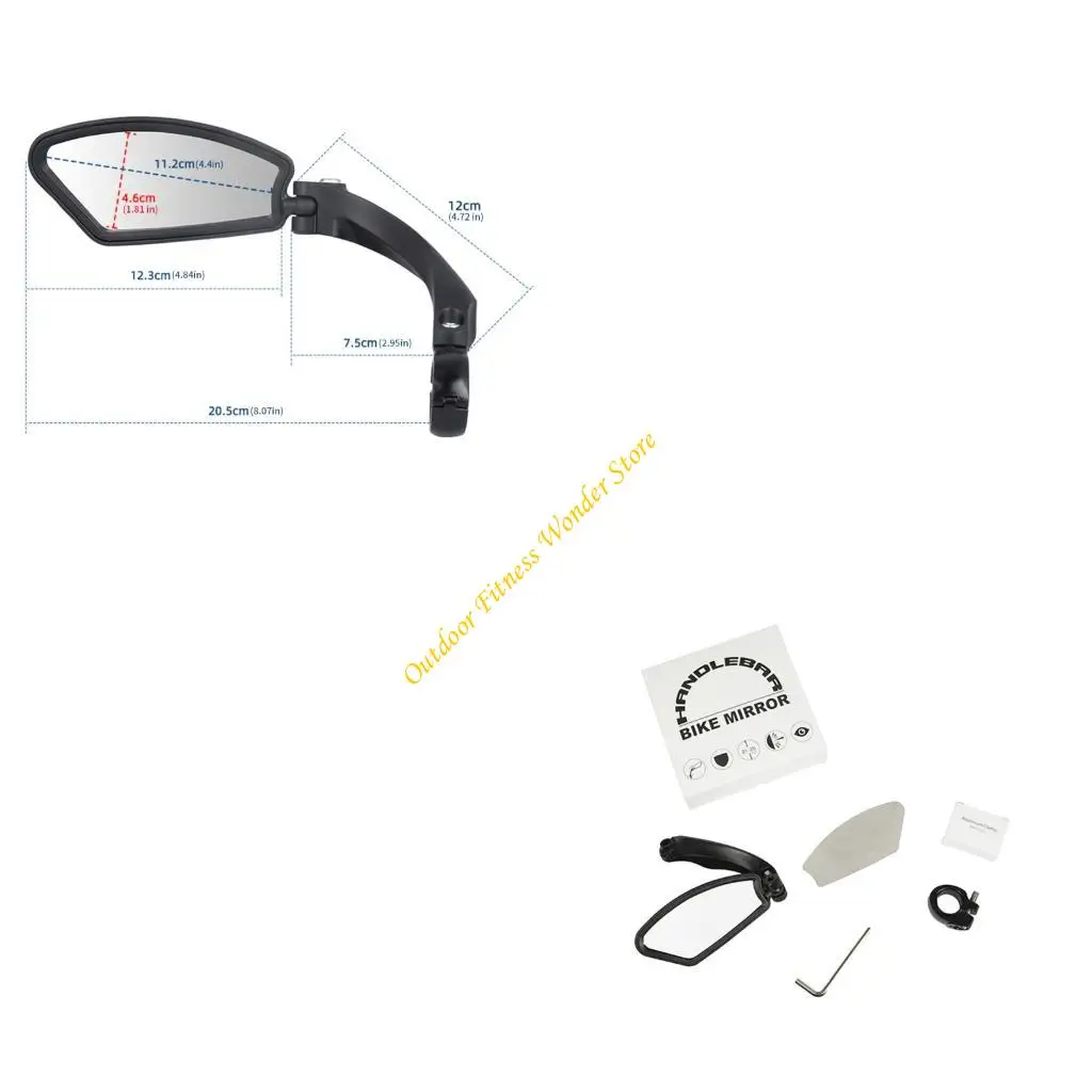 

E8BF Easyly Install Bicycles Rear View Mirror with Antislip Grip Compacts Handlebars