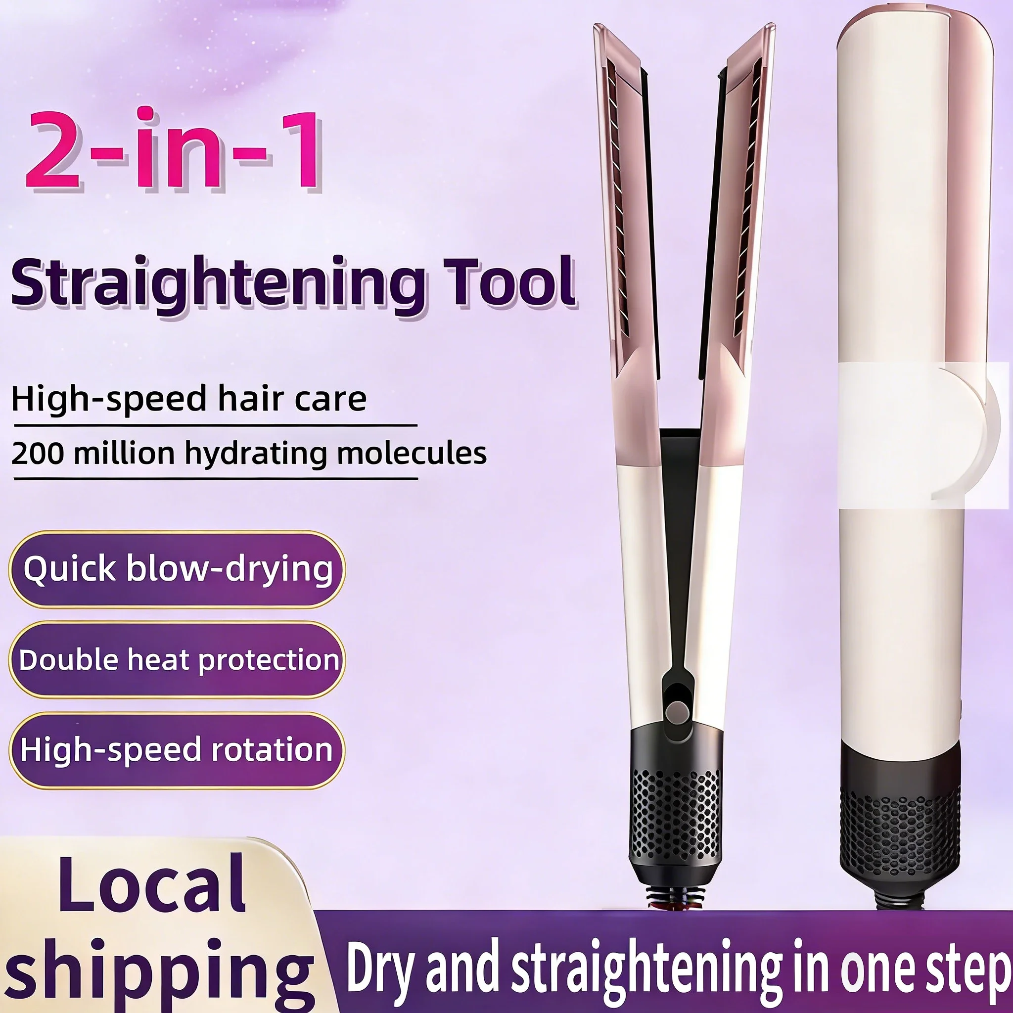 

2-in-1 professionelle Haarglätter und Haartrockner, Styling-Tools, beheizte Negativ-Ionen-Eisen