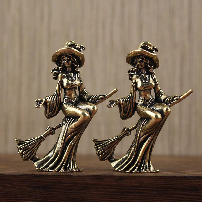 Figure Broom Moon Witch Ornament Suitable for Home and Office Decoration Magic Witch Ornament Home Decoration