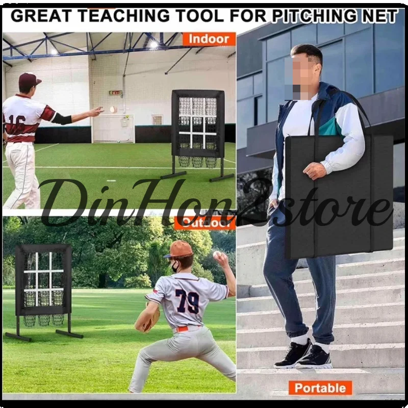 Small Jiugongge Baseball Net Portable, Baseball Pitching Practice Net Good Ball Area Throwing Net