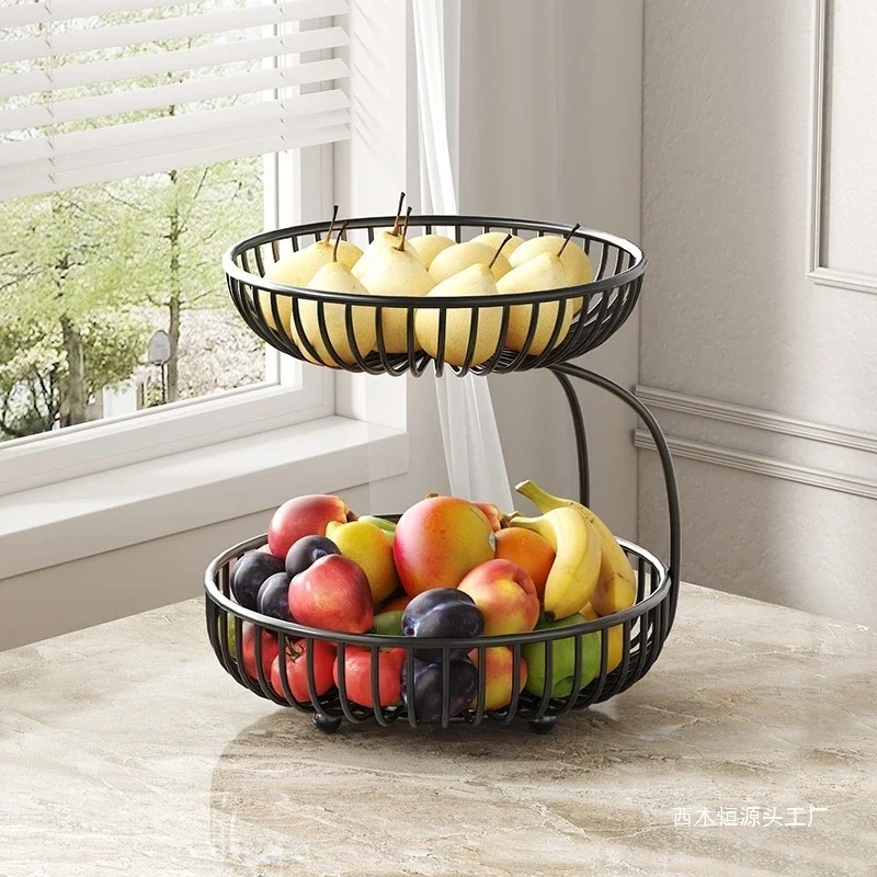 Multi-Layer Solid Wood Fruit Bowl Large Capacity Tabletop Snack Tray Organizer For Living Room Coffee Table Kitchen Decor