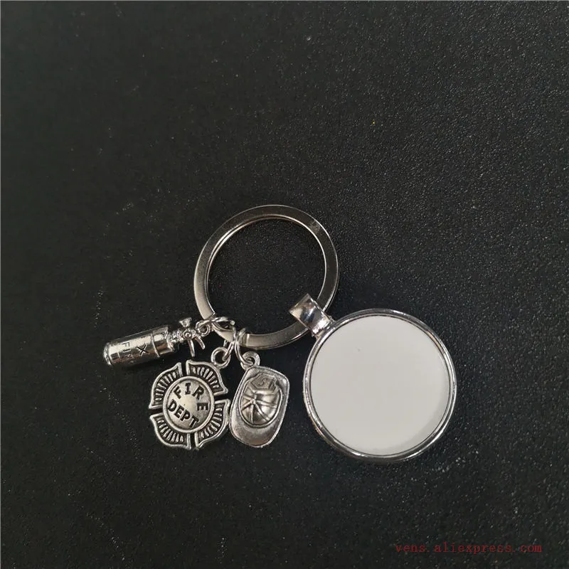 sublimation blank fireman keychains key ring heat transfer printing  blank diy materials 20pcs/lot