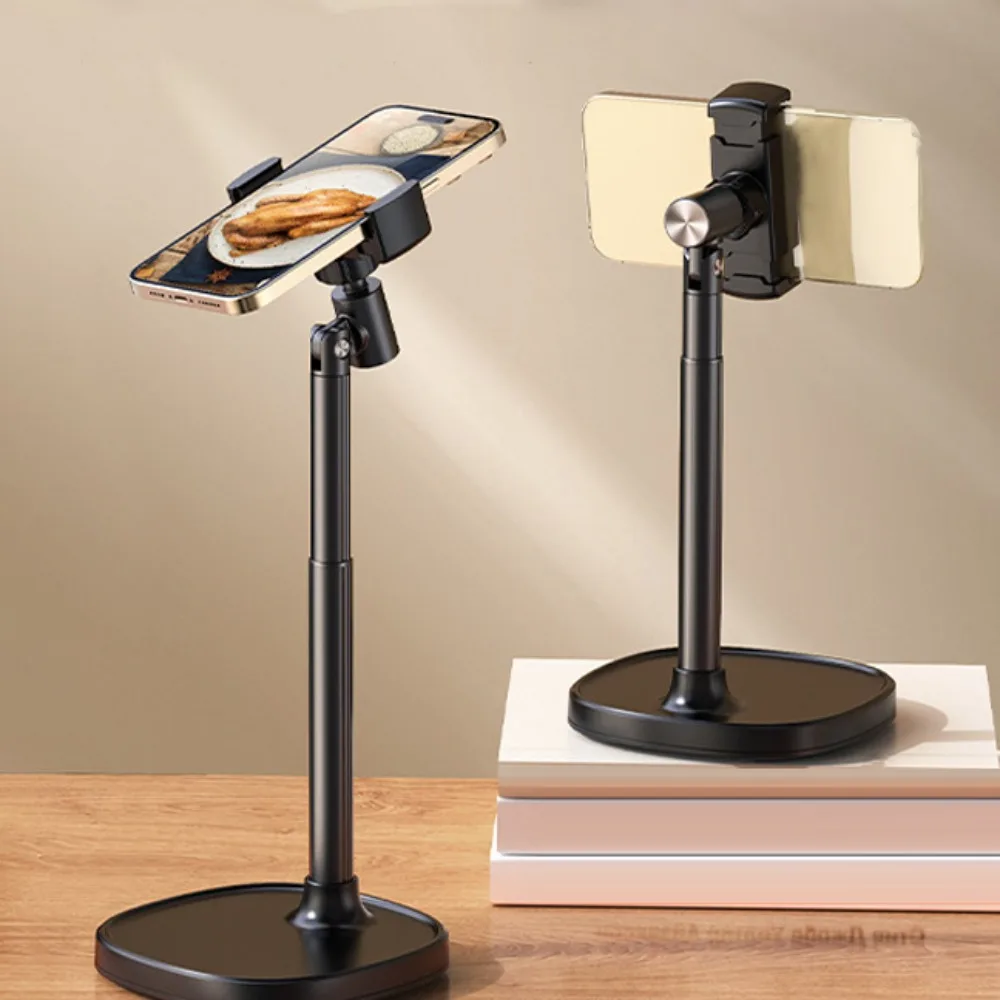 

Adjustable Height Telescopic Phone Stand 360° Rotate Stable Base Desktop Phone Holder Metal Portable Mobile Phone Bracket