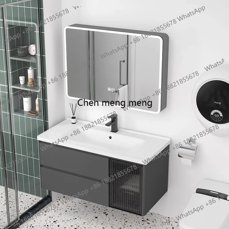 

Honeycomb aluminum smart bathroom cabinet with drawers toilet washbasin integrated cabinet ceramic basin toilet