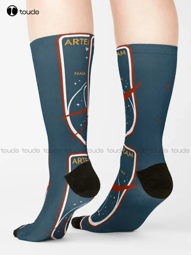 Artemis Program. We Are Going Esa Commemorative Badge Socks Athletic Socks Men 360° Digital Printing Custom Gift Funny