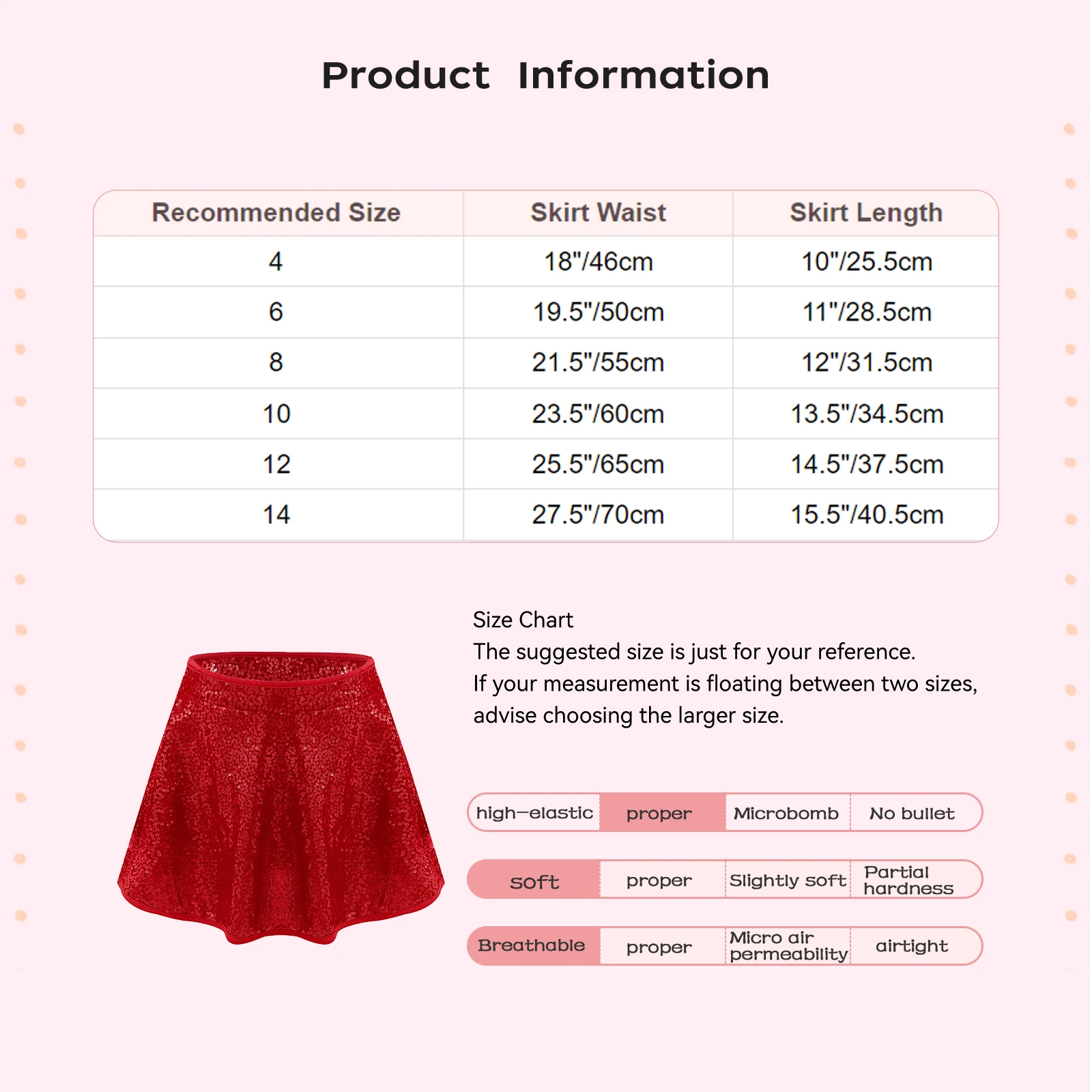 Kids Girls Gymnastics Dance Skirt Shiny Sequins Adorned Stretchy Waistband Built-in Briefs Dance Skirt for Latin Jazz Show