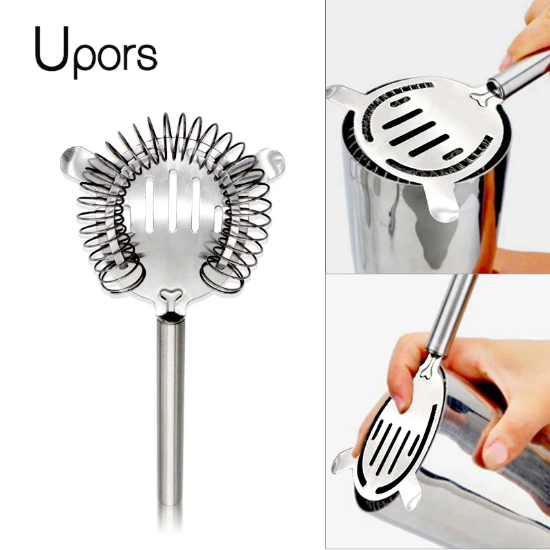 UPORS Professional Cocktail Strainer Stainless Steel Bar Cocktail Shaker Wire Mixed Ice Strainer Bartender Tools Bar Accessories