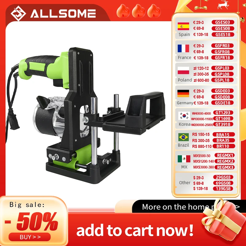 Allsome 2 in 1 Woodworking Slotting Machine Bracket, Wood Trimming Machine Bracket Aluminum Alloy Wood Trimmer Router Support