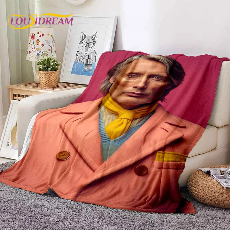 Mads Mikkelsen 3D Actor StarSoft Blankets,Keep Warm Throw Blanket Comfortable Blanket for Picnic Beds Sofa Home Bedroom Gift Kid