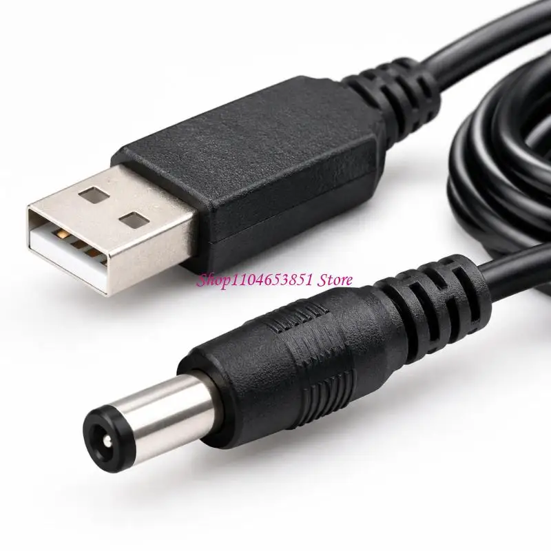 USB to 5.5x2.1mm Boost Cable with 21V 0.3A Output and Center-Positive Round Power End for Rechargeable Batteries, 2-Pack